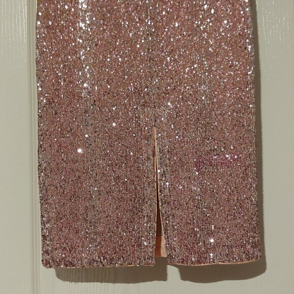 Vineyard Vines Party Barbie Glitter Glam Sequin Clubbing Pencil Skirt Rose XS - Picture 6 of 8